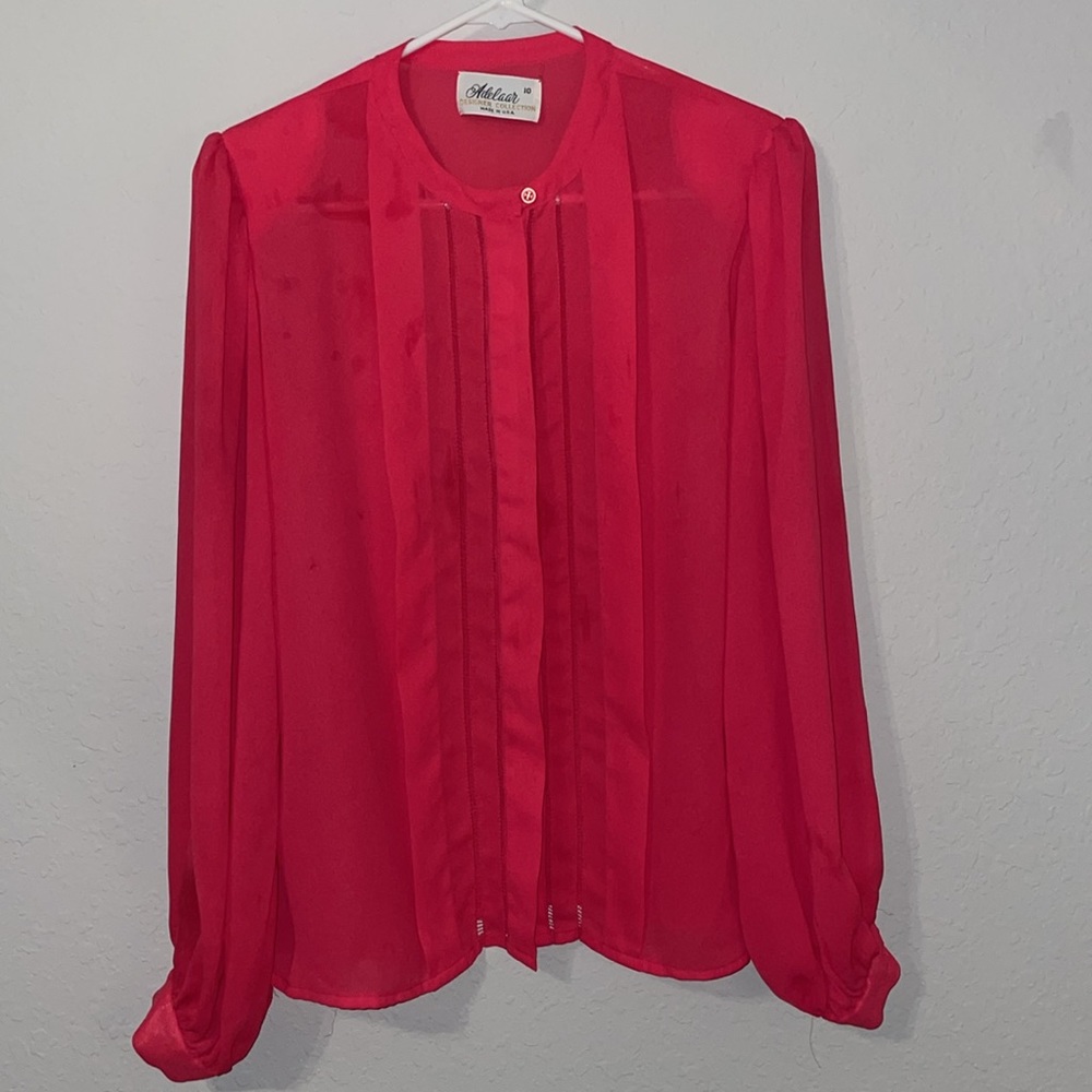 VINTAGE Designer Pink Blouse Balloon Sleeve